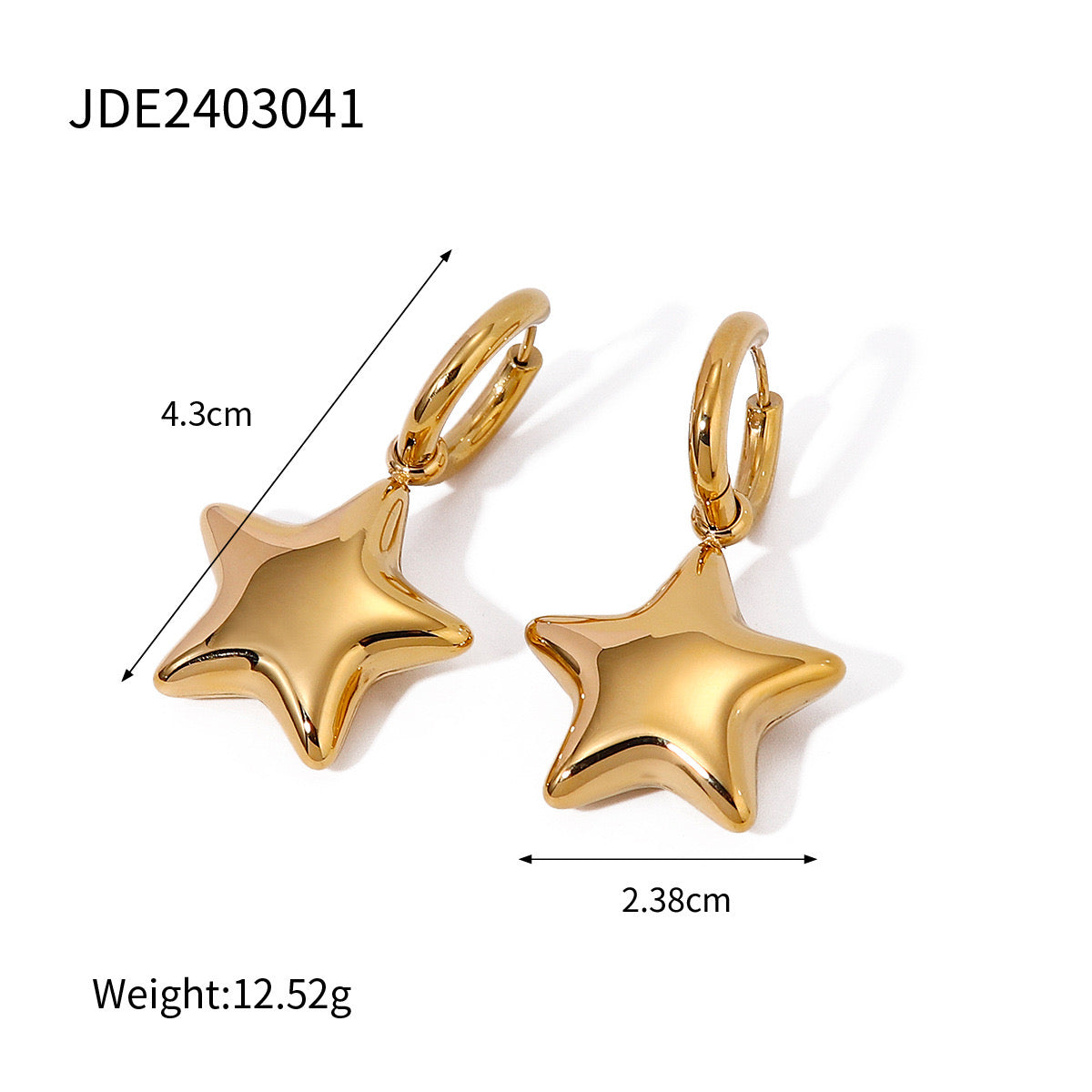 18K Gold Star Small Hoop Huggie Earrings