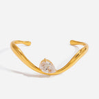 18K Gold Curved Seduction Statement Cuff Bangle Bracelet