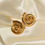 18K Gold Chic Swirl Statement Stud Earrings