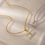 18K Gold and Silver Downtown T-Bar Statement Pendant Necklace