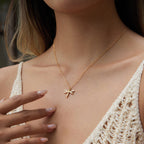 18K Gold Enchanted Garden Pave Dragonfly Ladybug Flower Dainty Pendant Necklace