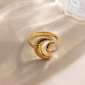 18K Gold Celestial Affair Sun and Moon Opal Statement Ring