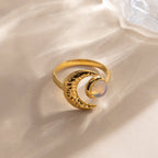 18K Gold Celestial Affair Sun and Moon Opal Statement Ring