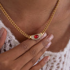 18K Gold Empire Gemstone Cuban Link Chain Statement Necklace