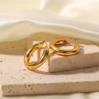 18K Gold Classic Thick Small Hoop Huggie Earrings