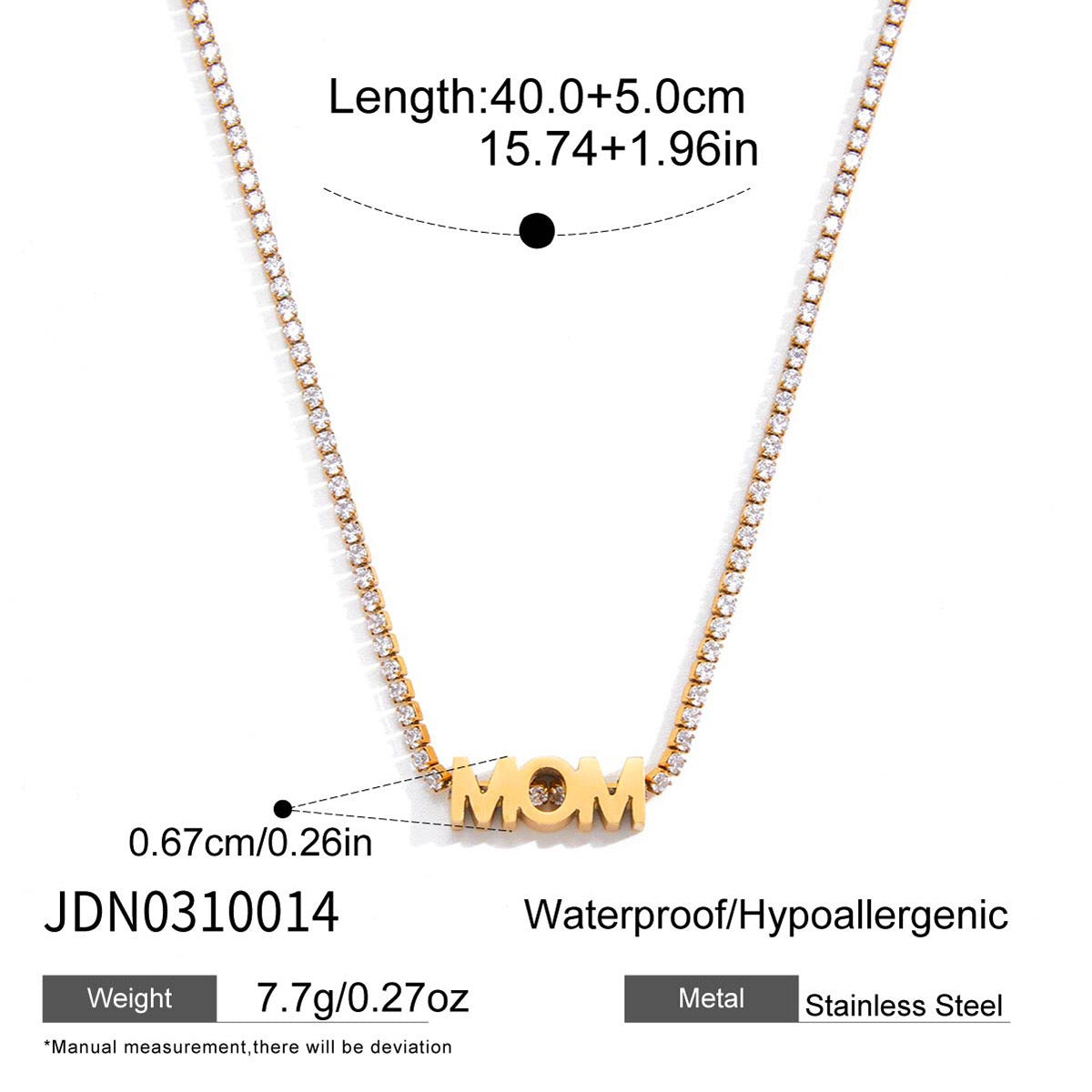 18K Gold Endless Love MOM Charm Tennis Necklace