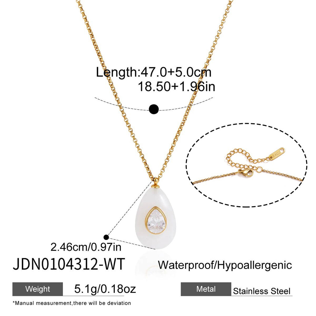 18K Gold Summer Healing Color Stone Long Pendant Necklace