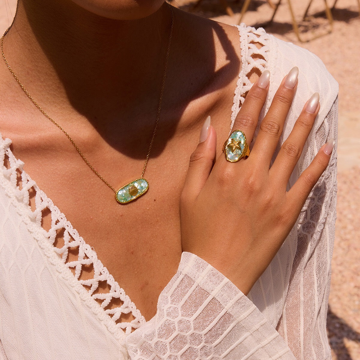 18K Gold Aqua Obsession Blue Starfish Statement Ring