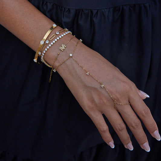 18K Gold Waterproof Simple Elegant Hand Chain Bracelet
