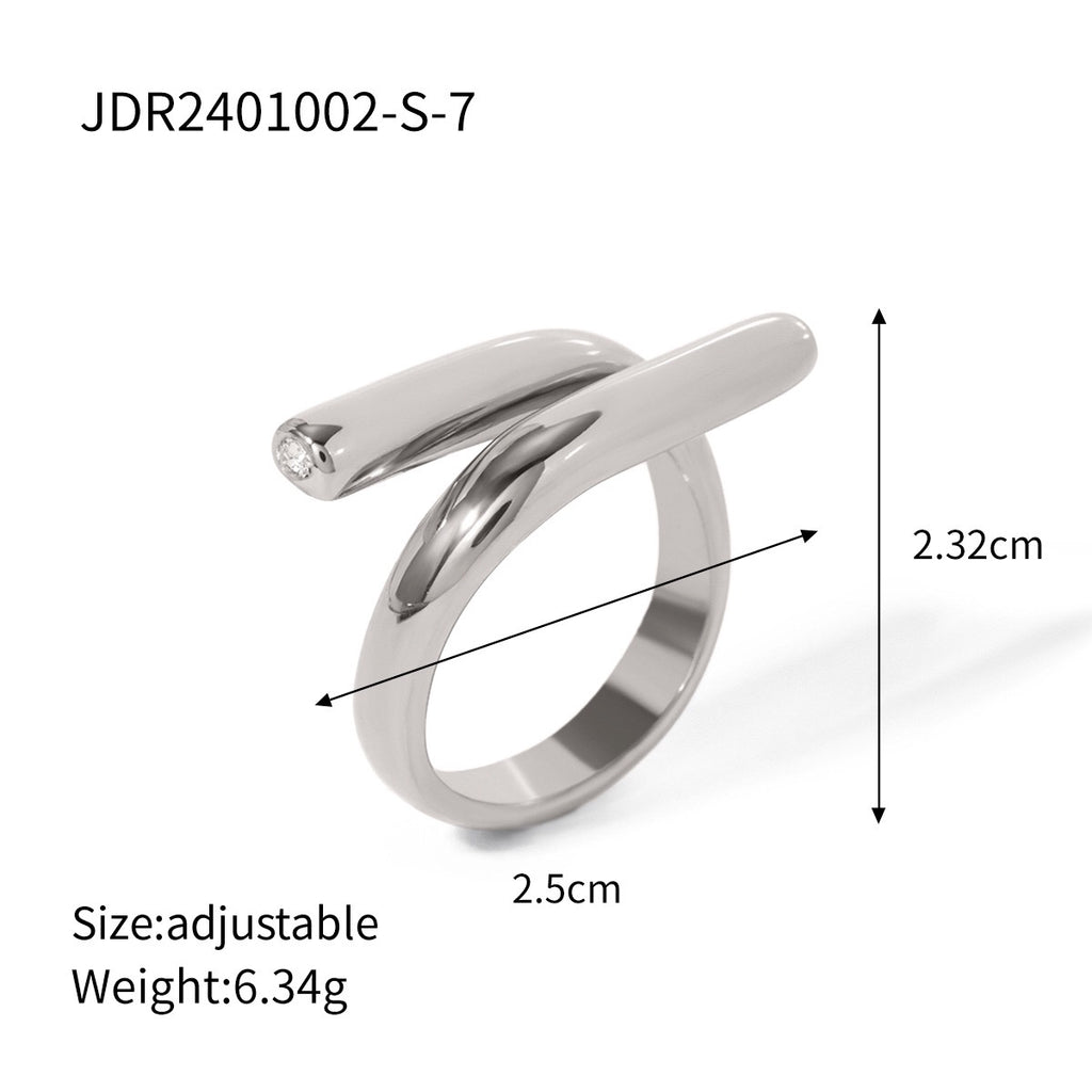 18K Gold Untamed Abstract Geometric CZ Stacking Ring