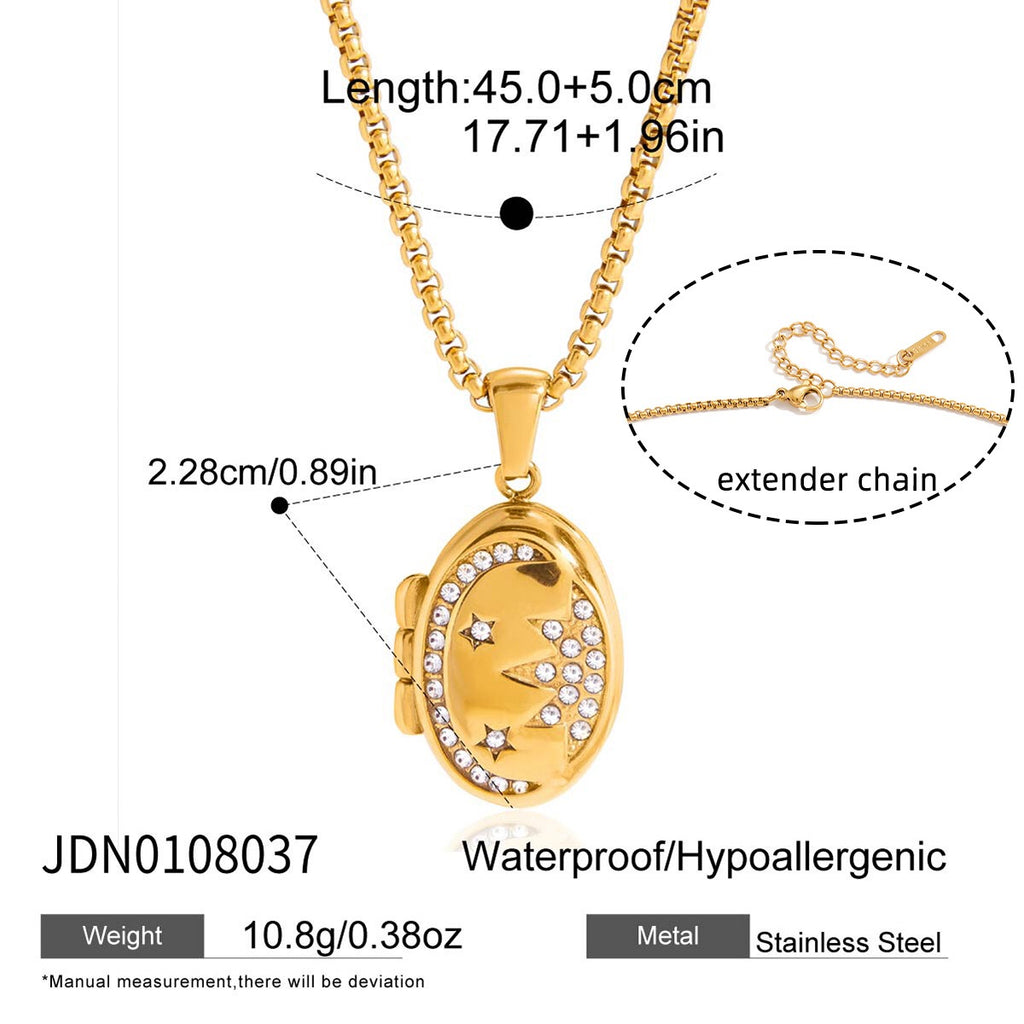 18K Gold Keepsake Heart Book Locket Pendant Box Chain Necklace