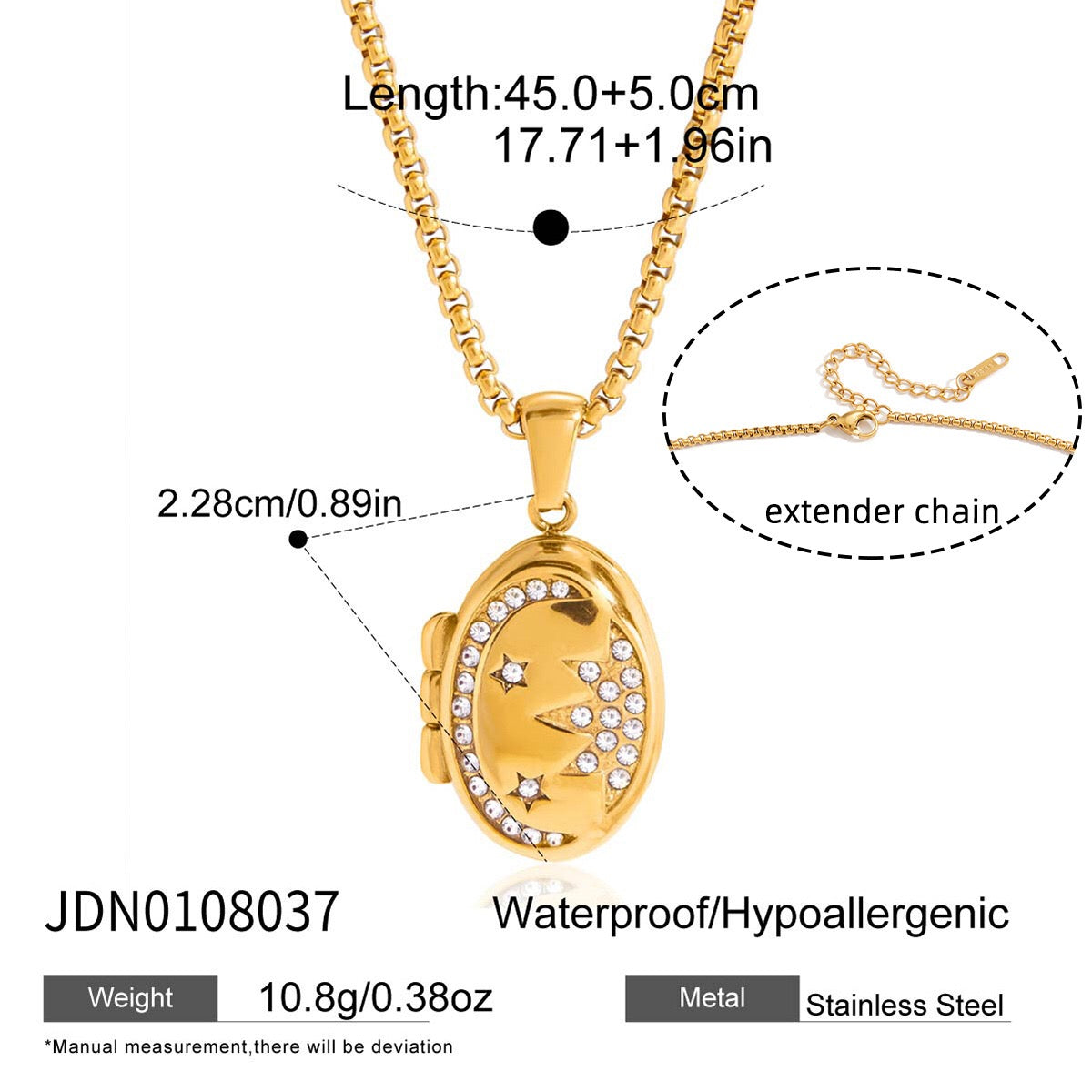 18K Gold Keepsake Heart Book Locket Pendant Box Chain Necklace