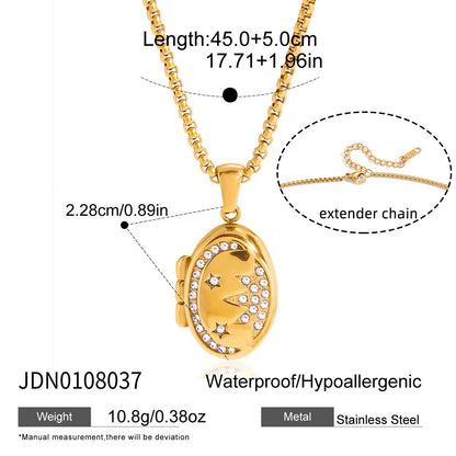 18K Gold Keepsake Heart Book Locket Pendant Box Chain Necklace