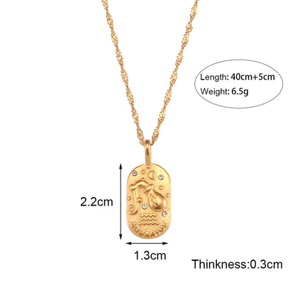 18K Gold Starry Zodiac Pendant Necklace