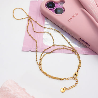 18K Gold Chic Connected Dainty Hand Chain Bracelet
