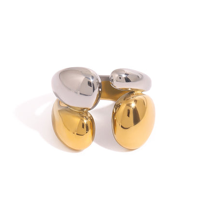 18K Gold and Silver Two Tone Wrapped Statement Cuff Ring