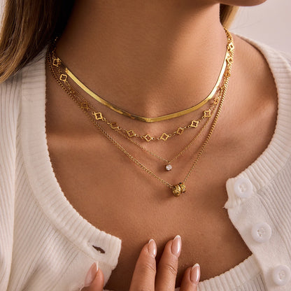 18K Gold Quiet Joy Dainty Ring Pendant Necklace