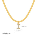 18K Gold Minimalist Glam Herringbone Chain Initial Dainty Necklace