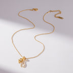 18K Gold Lucky You Clover Wishing Bone Dainty Charm Necklace
