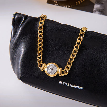 18K Gold and Silver Two Tone Coin Curb Chain Statement Choker Necklace