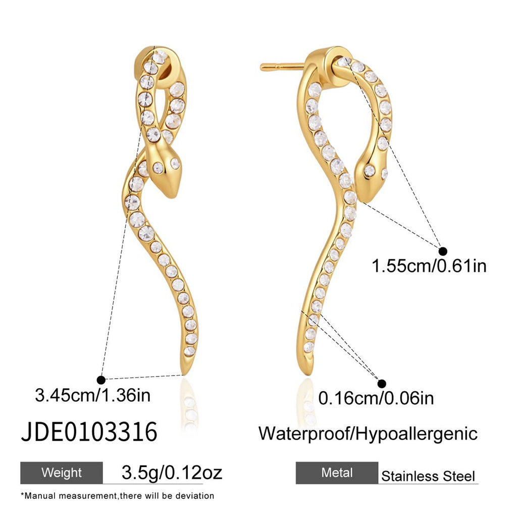 18K Gold Snake Ear Cuff & Stud Earrings Set