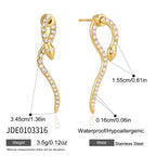 18K Gold Snake Ear Cuff & Stud Earrings Set