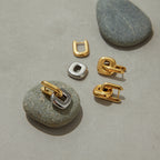 18K Gold Bold Link Statement Huggie Earrings