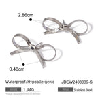 18K Gold Snake Chain Ribbon Bow Cute Stud Earrings