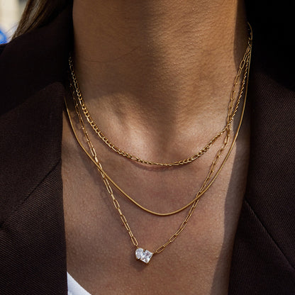 18K Gold Perfect Match Pendant Rope Chain Necklace Set