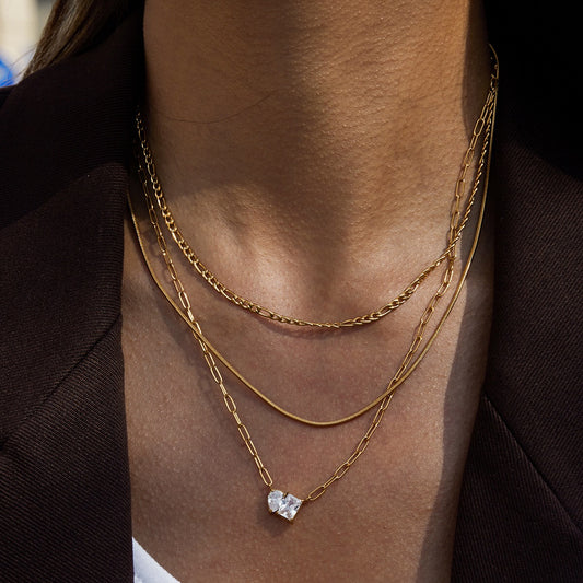 18K Gold Perfect Match Pendant Rope Chain Necklace Set