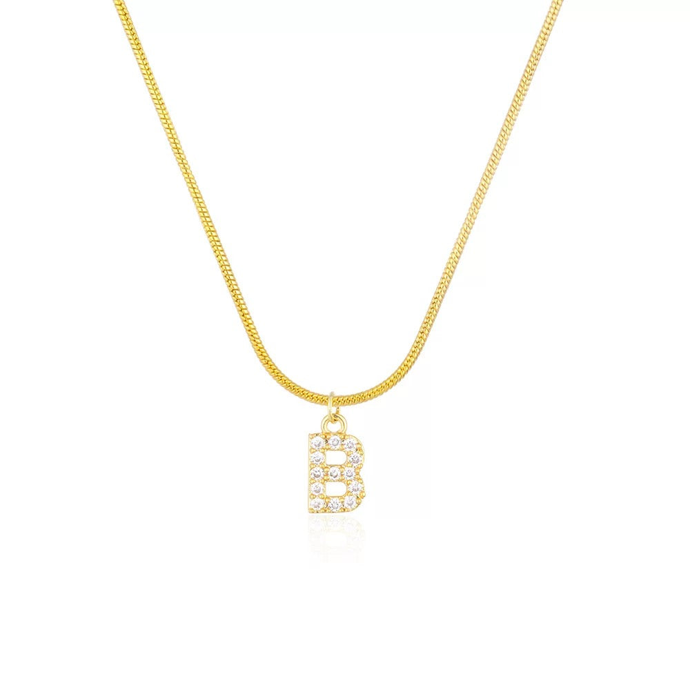 18K Gold Minimalist Glam Initial Necklace