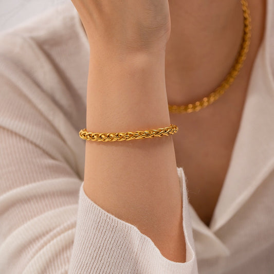 18K Gold Braided Chain Bracelet