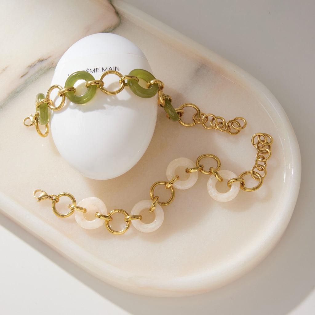 18K Gold Aura Loop Circle Chain Statement Bracelet