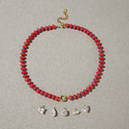 18K Gold Color Therapy Beaded Pendant Necklace