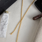 18K Gold Gala Beaded Y Shape Lariat Chain Necklace