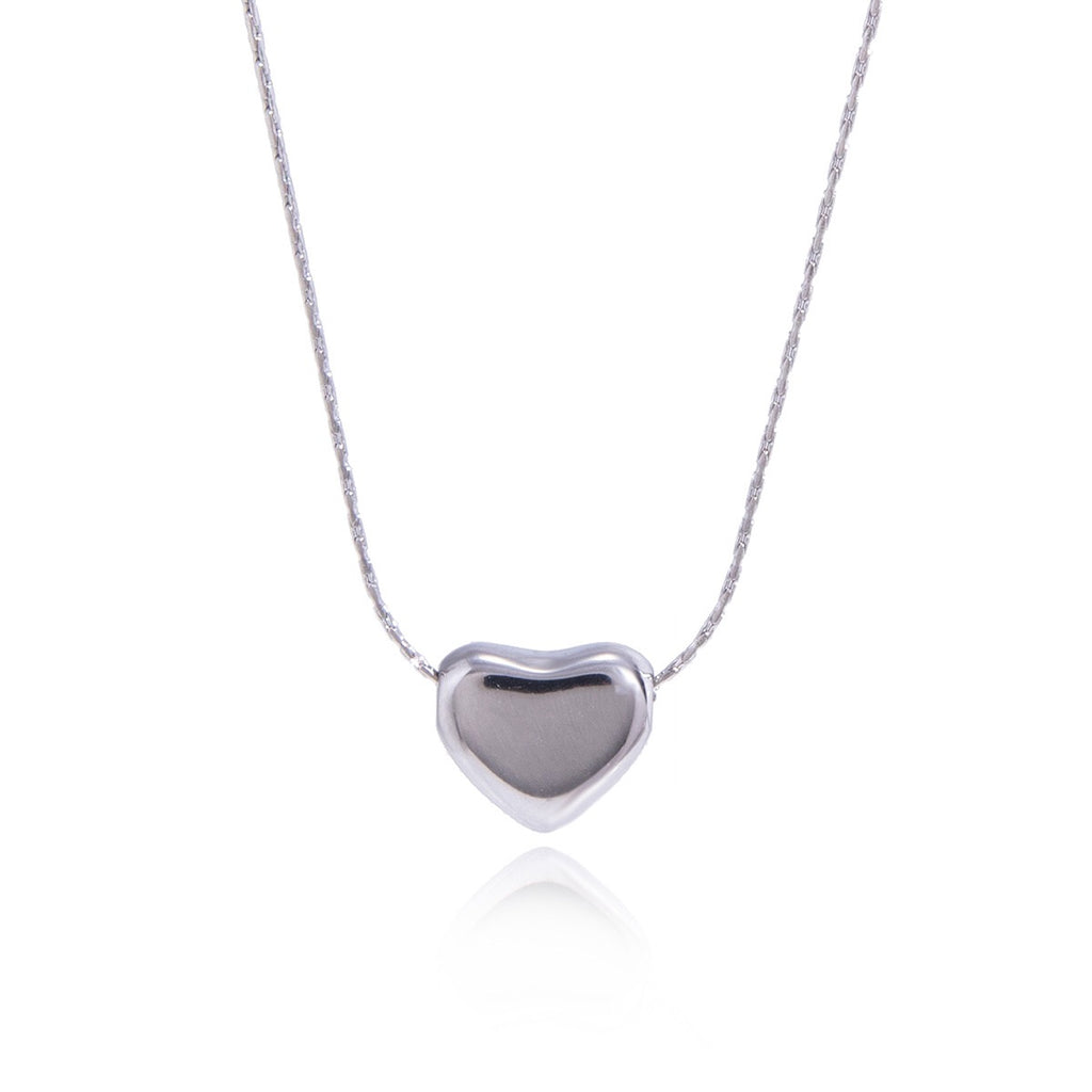 18K Gold and Silver Soft Crush Bubble Pendant Dainty Heart Layered Necklace Set