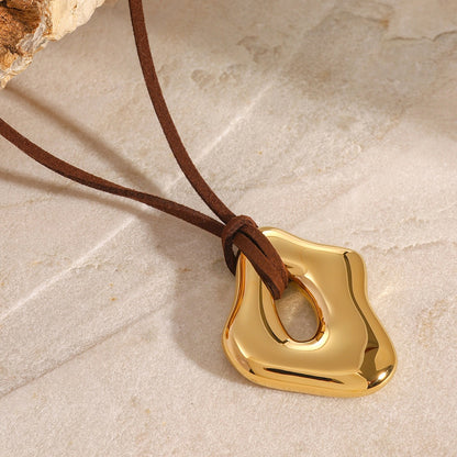 18K Gold Free Flow Geometric Statement Pendant Necklace