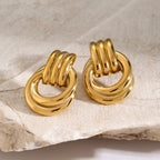 18K Gold Trendy Geometric Statement Stud Earrings