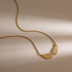 18K Gold Heaven Sent Angel Wing Pendant Star Dainty Chain Layered Necklace Set