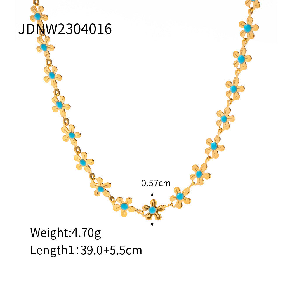 18K Gold Flower Blossom Chain Bracelet