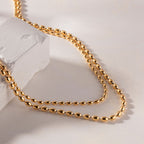 18K Gold Beaded Chain Layered Necklace