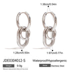 18K Gold and Silver Two Tone Trinity Small Hoop Dangle Huggie Earrings