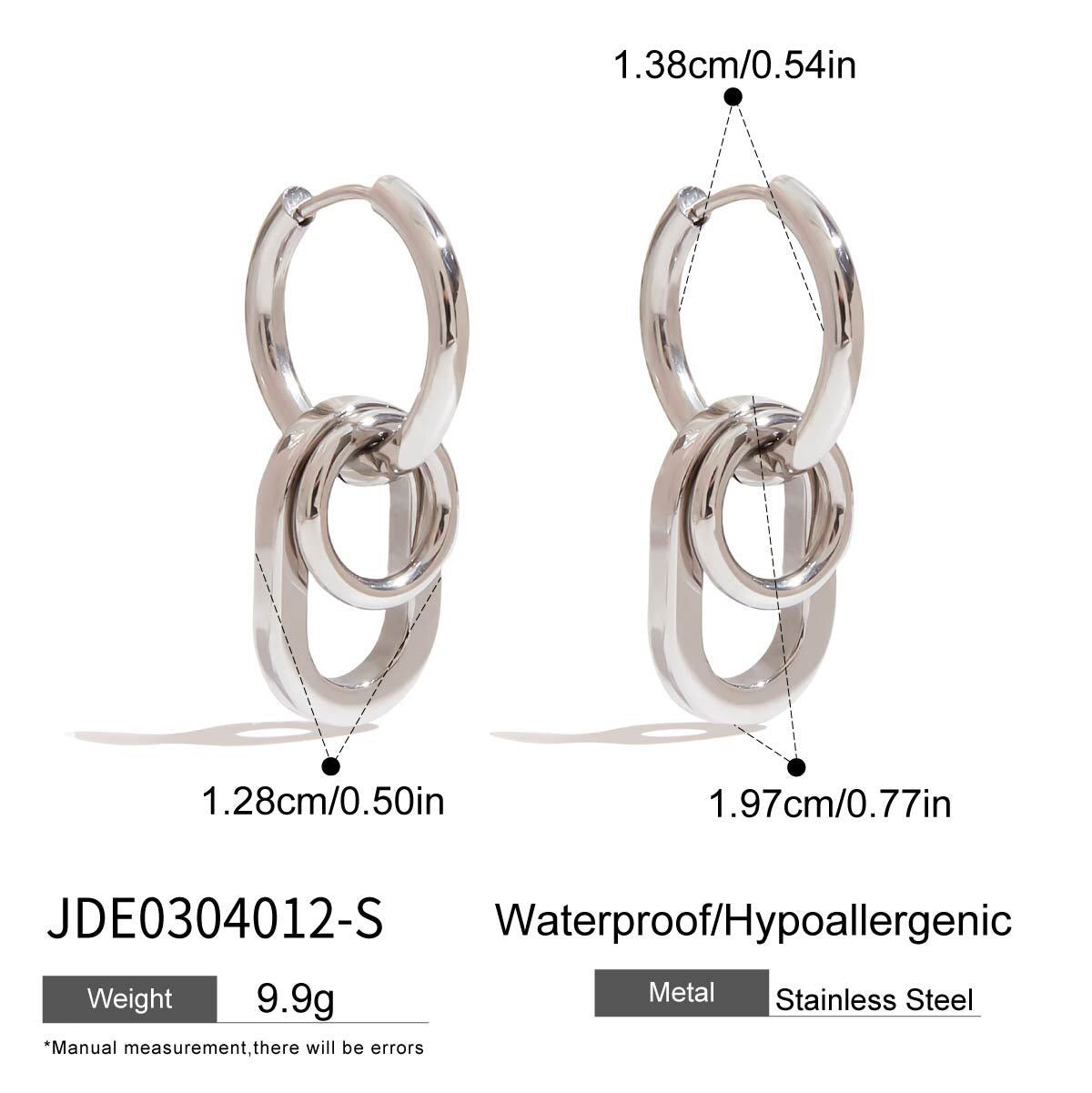 18K Gold and Silver Two Tone Trinity Small Hoop Dangle Huggie Earrings