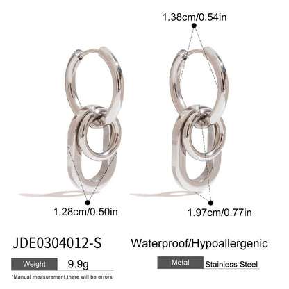 18K Gold and Silver Two Tone Trinity Small Hoop Dangle Huggie Earrings