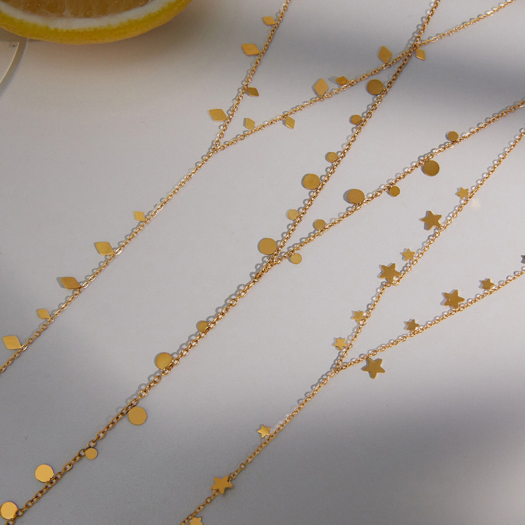 18K Gold Milky Way Y Shape Lariat Chain Necklace