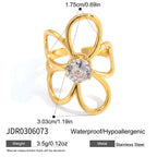 18K Gold Daily Glam Flower Heart CZ Statement Rings Set