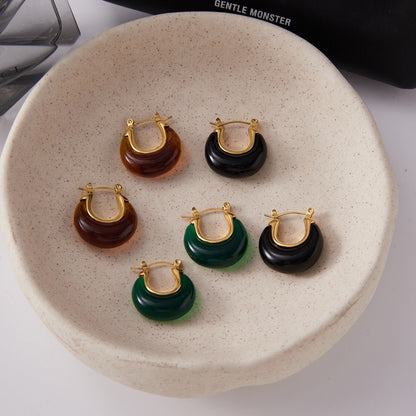 18K Gold Comfort Season Small Hoop Dangle Huggie Earrings