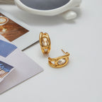 18K Gold Bling Statement Huggie Earrings Ear Cuff Set