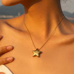 18K Gold Bright Star Pendant Statement Necklace