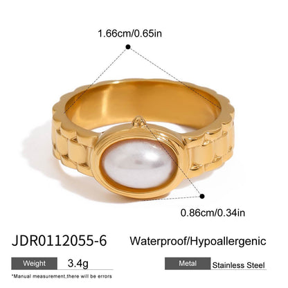 18K Gold Watch Band Flower Heart Statement CZ Stacking Ring